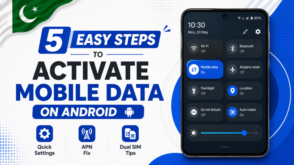 activate mobile data on Android phone complete guide Pakistan