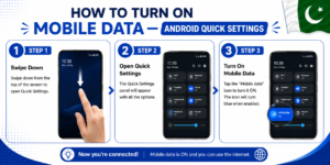 Android quick settings mobile data toggle turn on steps Pakistan
