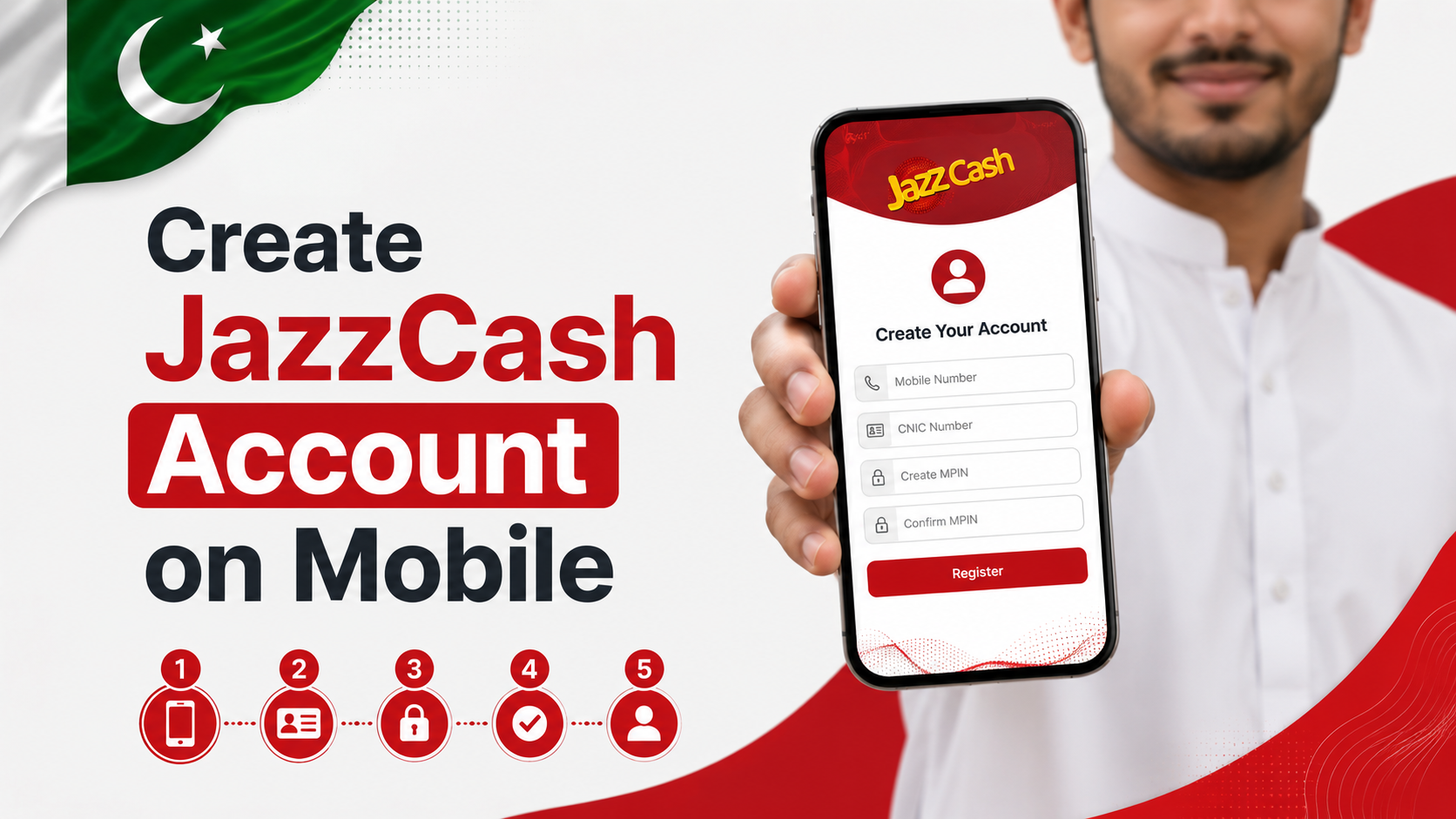 how to create JazzCash account on mobile in Pakistan step by step