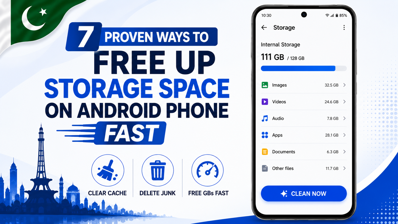 free up storage space on Android phone fast Pakistan guide